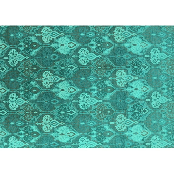 Ahgly Company Indoor Rectangle Oriental Turquoise Blue Industrial Area Rugs, 8' x 12'