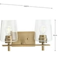 thumbnail image 6 of Progress Lighting Calais 2-Light Wall Sconce, Vintage Brass, Clear Glass Shade, 6 of 6