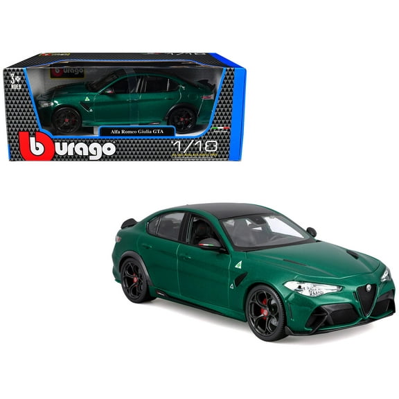 Alfa Romeo Giulia GTA Green Metallic with Carbon Top 1/18 Die Cast Model Car by Bburago