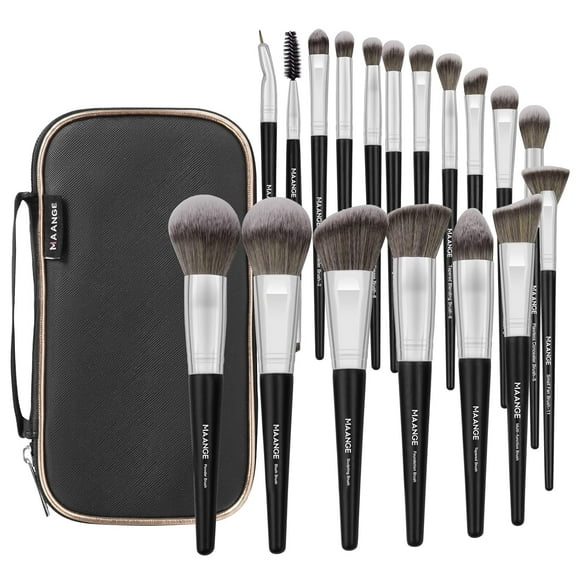 Makeup Brushes with Case,8 Pcs Professional Makeup Brush Set Premium Synthetic Face Kabuki Brush Kit Foundation Blush Powder Eyeshadow Brushes Set Christmas Gift(Coffee)