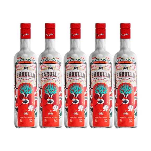 Five Pack Licor con Tequila Barullo Spicy Sandía 750 Ml Barullo Licor con Tequila