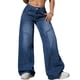 thumbnail image 2 of Vaqueros Rectos de Tiro Bajo para Mujer, Estilo Boyfriend, Holgados e Informales, con Pierna . Azul M, 2 of 8