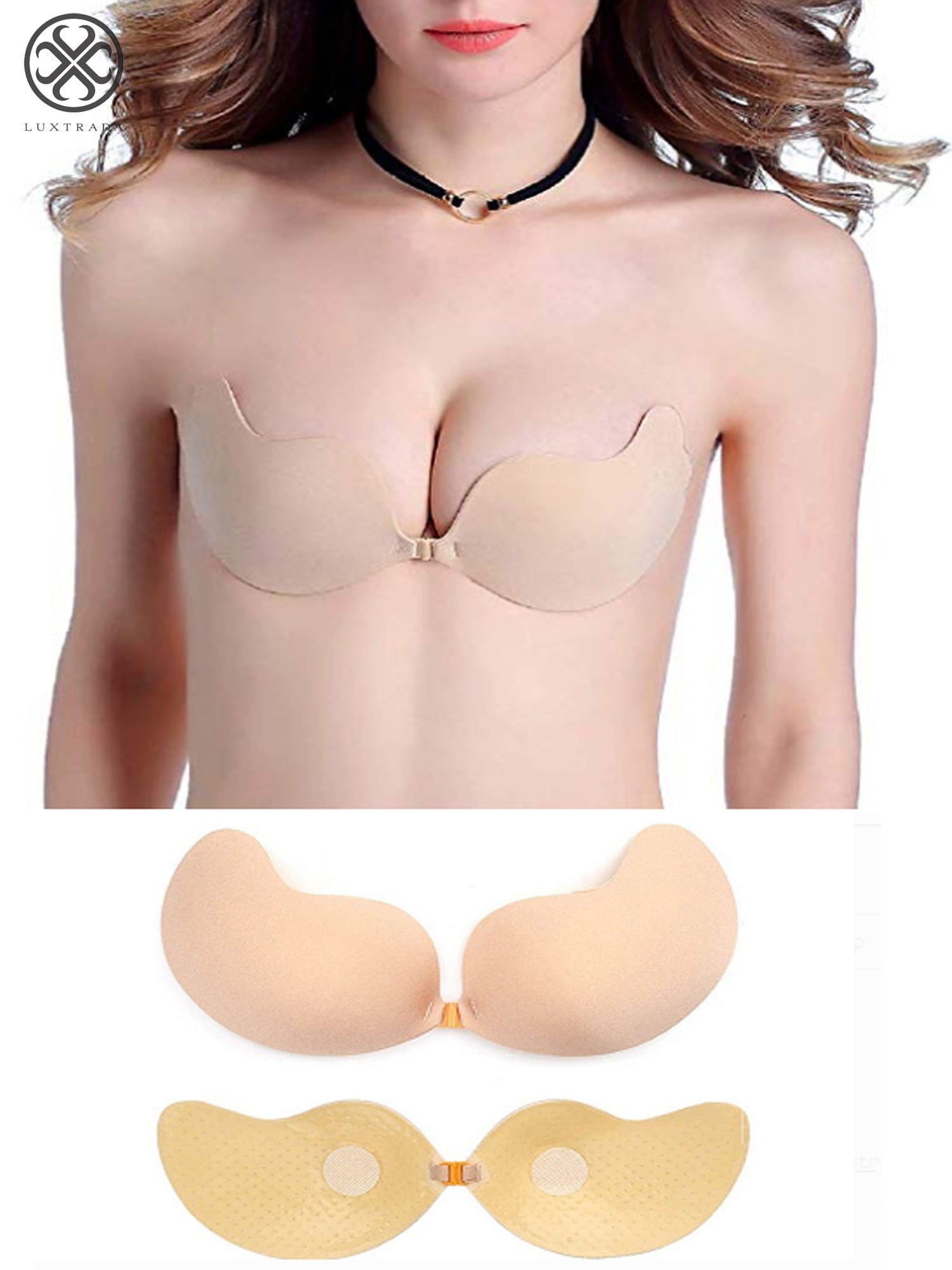 Strapless Sticky Bra Backless Bra Invisible Silicone Bras Push up Bra for Women 2 Pack B 
