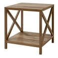 Mainstays Farmhouse Square Side Table with Storage, Rustic Weathered