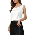 thumbnail image 4 of INSPIRE CHIC Satin Tank Tops for Women's V Neck Dressy Casual Sleeveless Silk Camisole Top S White, 4 of 6