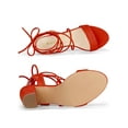 thumbnail image 4 of BLISSFUL STEP Women's Shoes Faux Suede Lace Up Block Heel Slingback Open Toe Sandals Orange 9, 4 of 7
