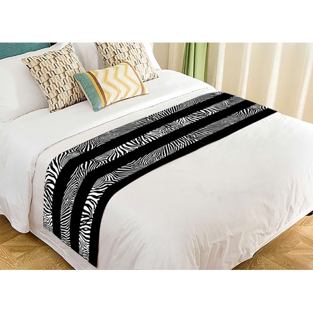 Camino de cama Rayas Cebra Negro ABPHQTO Ropa de cama Bufanda Decoración 50x241 cm