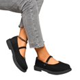 thumbnail image 4 of IEMIEMIEM Mary Jane Shoes Women Suede Ballet Flats Platform Non-Slip Classics Round Toe Ankle Buckle Strap Comfort Casual Dress Work Mary Jane Flat Shoes Black 7.5 Wide, 4 of 7