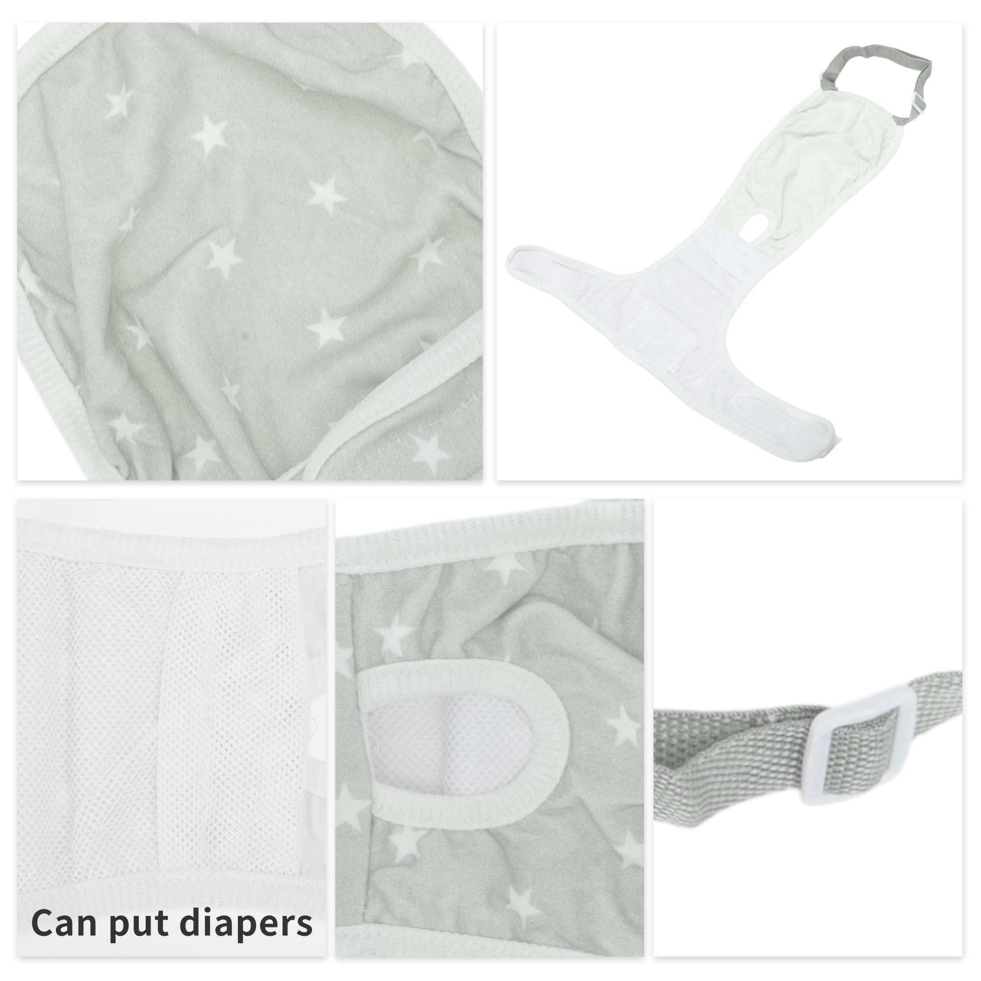Unique Bargains Dog Diapers for Female Dogs Washable Reusable Pants Gray L