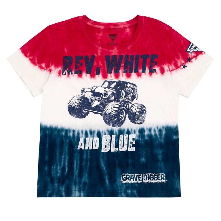 Monster Jam Grave Digger July 4th Kids Tie-Dye Tee photo 1
