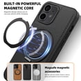 thumbnail image 2 of Allytechgroup Magnetic Case for iPhone 12 Pro / 12 6.1", Built-in Invisible 360° Rotatable Kickstand, Compatible with MagSafe, PU Leather Slim Shockproof Protective Phone Case Cover, Black, 2 of 7