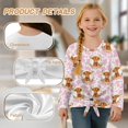 thumbnail image 5 of DISNIMO Highland Cow Printed Girls Lace Long Sleeve Tops Casual Crew Neck Tunic Blouse Shirt Loose Fits Pullover Top Tie Front T-Shirts, 5 of 8