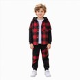 thumbnail image 3 of Gerichy Toddler Boy Clothes Fall Winter Outfit, Boys Clothes 2T 3T 4T 5T 2 Piece Plaid Hooded Button Top Pants Set for Toddler Little Kids 3T-7T, 3 of 7