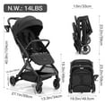thumbnail image 5 of Gromast Compact Fold Baby Stroller, Lightweight Travel Toddler Stroller with One-Click Fold, Extendable UPF50+ Canopy, Cup Holder, UV Protected and Waterproof, One-Hand Folding - Black, 5 of 10