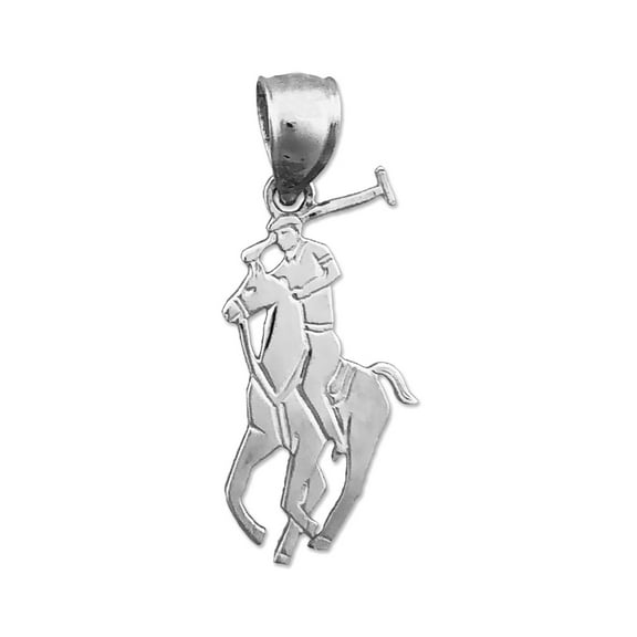 Rhodium Plated 925 Sterling Silver Small Polo Charm