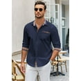 thumbnail image 3 of Coshow Men's Long Sleeve Casual Dress Shirt Button Down Plaid Collar Shirts, 3 of 6