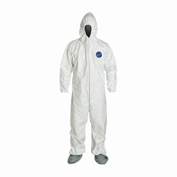 Dupont Hooded Coverall w/Boots,White,2XL,PK25 TY122SWH2X0025NF