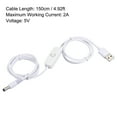thumbnail image 3 of Unique Bargains USB Male to 5.5x2.1mm DC Male Extension Cord with Switch 150cm White, 3 of 5