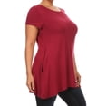 thumbnail image 4 of Women's trendy style casual solid short sleeve side pocket tunic top., 4 of 4