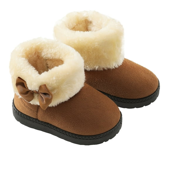 Baby Boots Toddler Girls Winter Boots Cute Bowknot Warm Snow Boots Toddler Shoes Size 1T-5T Brown
