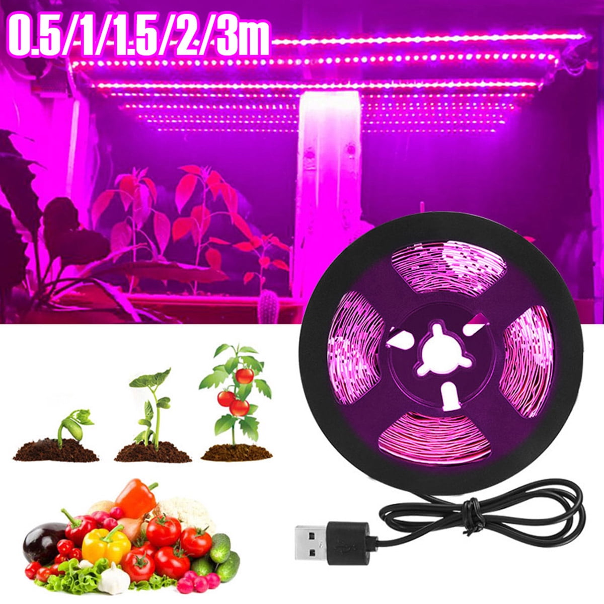 USB LED Grow Light Strip Full Spectrum 2835 LED Strip for Indoor Plant Growing