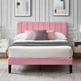 thumbnail image 4 of VECELO Full Size Upholstered Beds, Modern Platform Bed Frame with Adjustable Headboard, Wooden Slats Support/No Box Spring Needed, Pink, 4 of 11