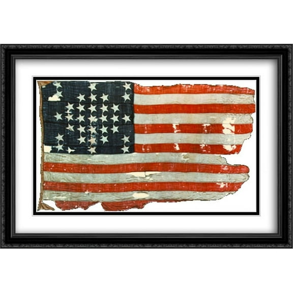 United States Fort Sumpter Storm 2x Matted 40x28 Large Black Ornate Framed Art Print by The Flag Art Print Series