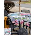 thumbnail image 5 of Outdoor Tablecloth with Umbrella Hole for Patio/Picnic/Party/Camping, Spring Waterproof Table Cloth Square Cover Washable, Truck Botanical Rose Leaves Blue White Plaid (60"x 60"), 5 of 8