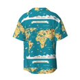thumbnail image 2 of Disketp Men's Hawaiian World Map With Landmarks Print Shirts Button Down Holiday Beach Shirts-3X-Large, 2 of 7