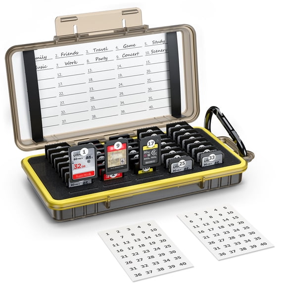 40 Slots Durable Memory Card Case Holder Organizer Keeper Water-Resistant Protector for SD SDHC SDX