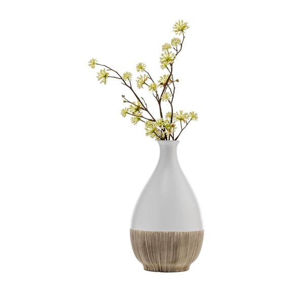 Sagebrook Home Ceramic 11"h 2-tone Teardrop Vase, Creme/White