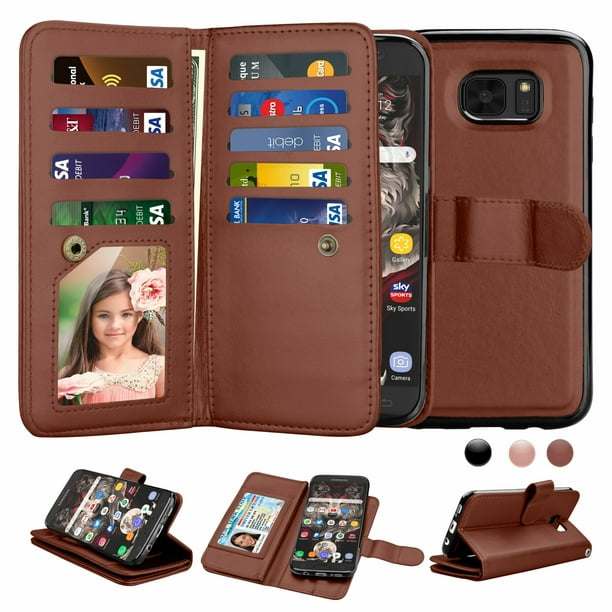 Galaxy S7 Cases Samsung Wallet Case Pu Leather Cover Njjex Magnet Stand Folio Flip Built In 9 Card Slots With Wrist Strap For 5 - Samsung Galaxy S7 Wallet Cover