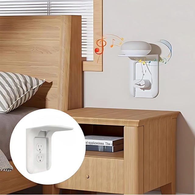 Socket Wall Mount Bracket Non-Perforated No-Drill Power Outlet Shelf Compact Lightweight Rack for Phones Chargers Space-Saving Organizer 1 Pack
