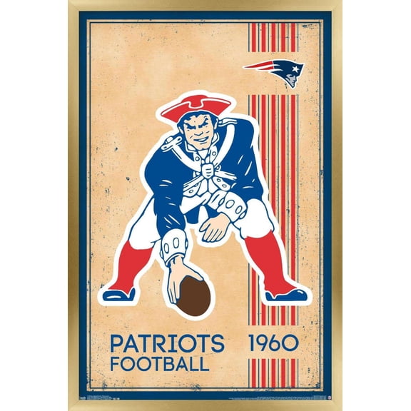 NFL New England Patriots - Retro Logo 14 Wall Poster, 22.375" x 34", Framed