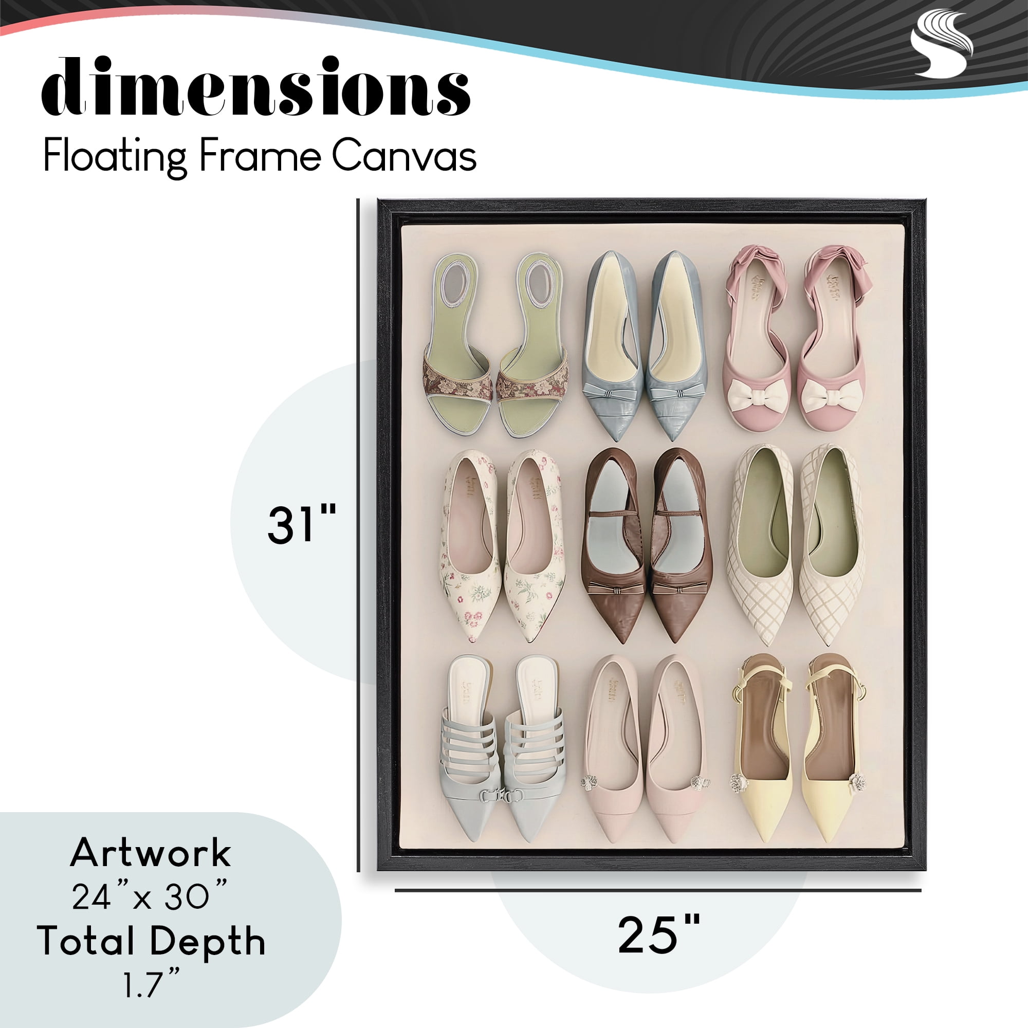 Beatrice's Closet Shoes Black Framed Floater Canvas Wall Art, design by Annabelle Hall
