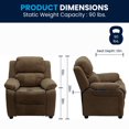 thumbnail image 3 of Deluxe Padded Contemporary Brown Microfiber Kids Recliner with Storage Arms, 3 of 9