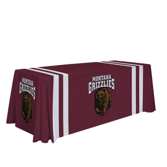 Montana Grizzlies 6' College Sports Printed Table Throw - NCAA Licensed - Polyester Draped - School Tablecloth (Maroon, White)