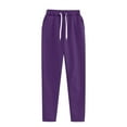 thumbnail image 6 of Dazajoo Womens Fleece Lined Sets 2 Piece Outfits Long Sleeve Crewneck Sweatshirts and Elastic Waist Jogger Pants with Pockets Lightweight Outdoor Tracksuits,Purple,XL, 6 of 7