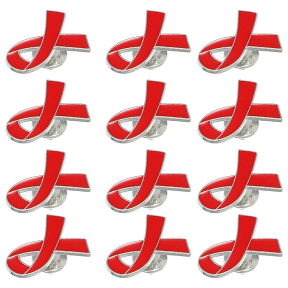 Masteelf 25pcs Red Ribbon Awareness Brooch Pins Ribbon Shaped Decorative Pins Brooch Suit Jewelry for Events Fundraising Health Charity