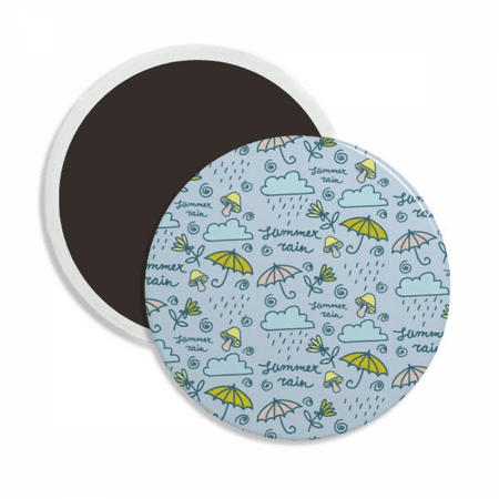 

Umbrella Mushroom Cloud Rain Flower Round Ceracs Fridge Magnet Keepsake Decoration