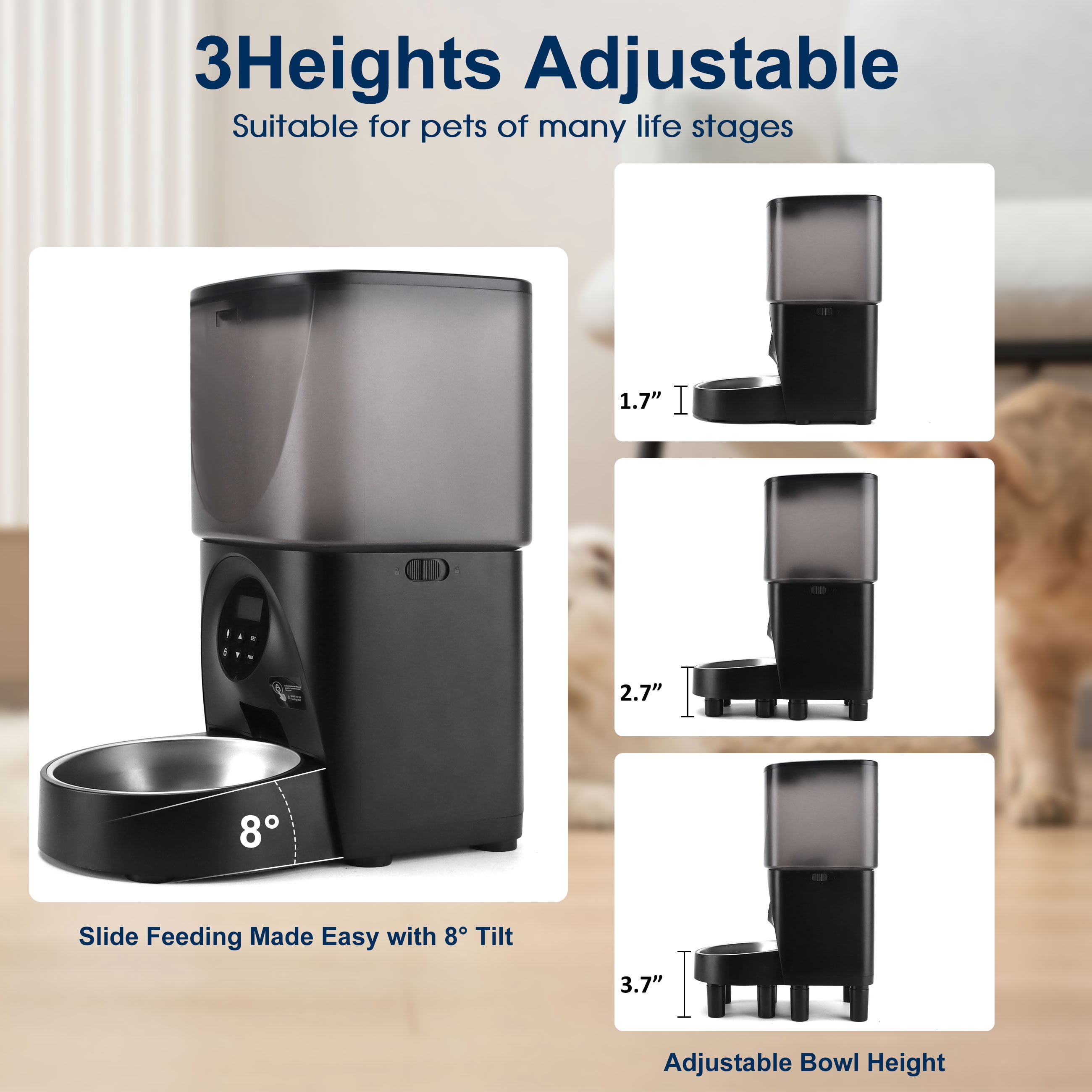 Cobectal Automatic Pet Food Feeder with Portion Control and 10-Second Meal Call, 4L Capacity