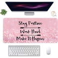 thumbnail image 1 of Extended Gaming Mouse Pad(35.4x15.7 in), Large Desk Pad Laptop Computer Keyboard Mat Waterproof Desk Decor Writing Pad for Work, Game, Office, Home - Pink Stay Positive, 1 of 5