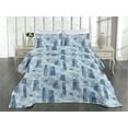 thumbnail image 2 of Ambesonne Folk Floral Quilted Bedspread Set 3 Pcs, Boho Flowers Geometric, Queen, Pale Blue and Dark Sky Blue, 2 of 4
