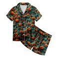 thumbnail image 4 of Tenues d'Automne pour Femmes 2024, Ensembles de Pyjamas 2 Pcs pour Enfants, Chemise à Manches Courtes Imprimée avec Boutons et Shorts, 4 of 4