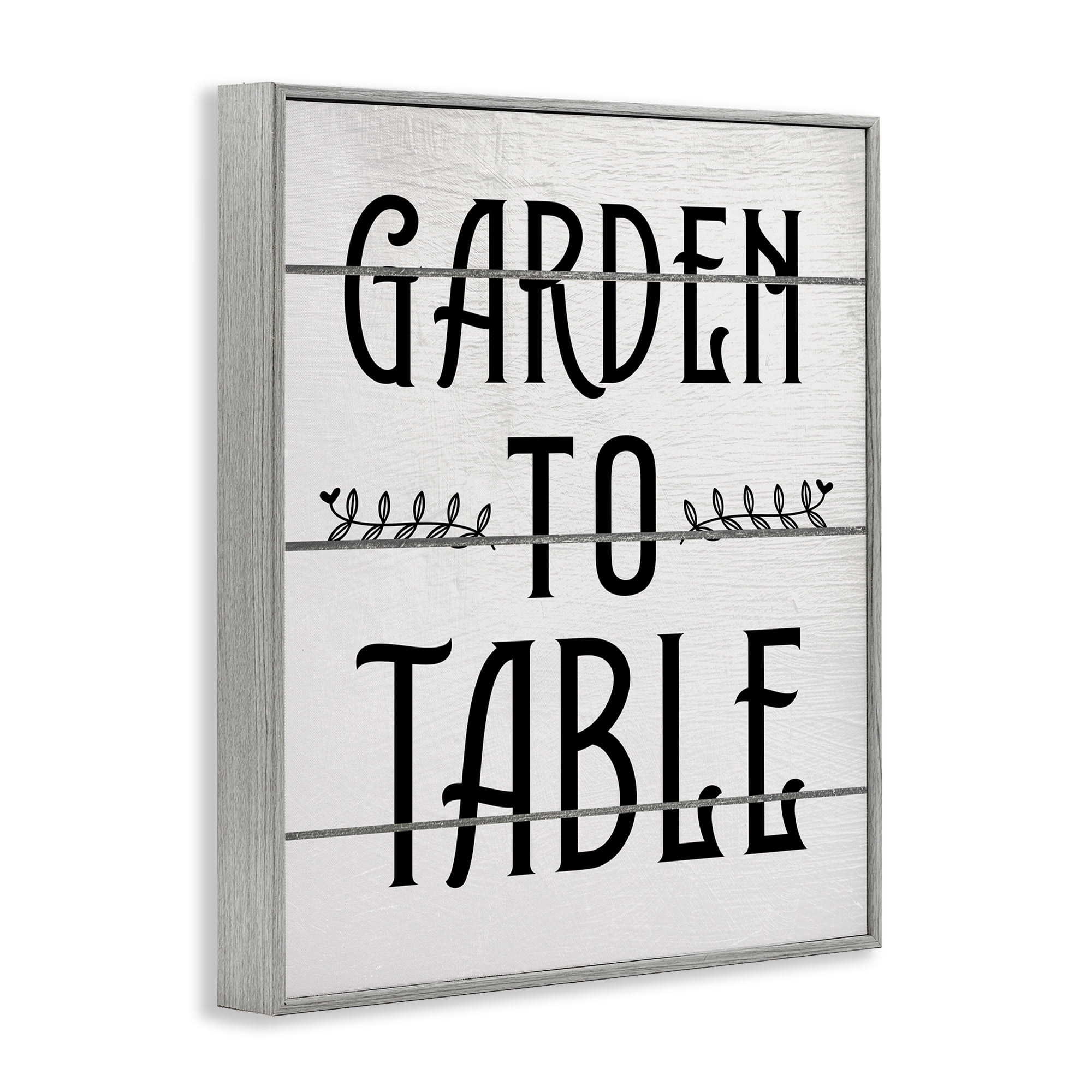 Stupell Industries Garden To Table Typography Painting Gray Framed Art Print Wall Art, 11 x 14