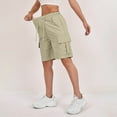 thumbnail image 6 of HKYNLAG Bermuda Shorts for Women Summer Quick Dry Cargo Shorts with Pockets Outdoor Drawstring Waist Knee Length Hiking Short Beige M, 6 of 6