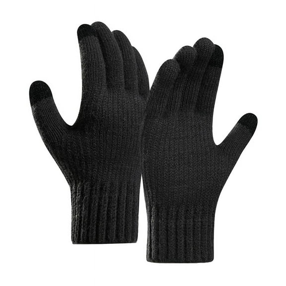 Ruanlalo Gloves,1 Pair Men Gloves Knitted Touchscreen Thickened Stretchy Full Finger Keep Warm Alpaca Wool Autumn Winter Adults Motorcycle Riding Gloves for Outdoor