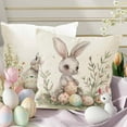 thumbnail image 5 of Pillow Covers 18x18, Short Lint Easter Decorations Bunny Throw Pillow Covers, Flower Cushion Cover for Spring Decor Bedroom Couch, White, 5 of 6