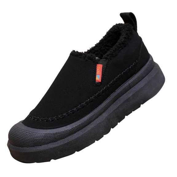 Black Ladies Insulated Snow Boots Thick Fleece Lining Warm Short Tube Fabric Thick Bottom Comfortable For Cold Weather Wear