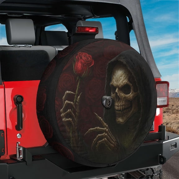Lotusprinthandmade Skull Halloween Spare Tire Cover With Backup Camera Hole 6 Sizes (33 in.)